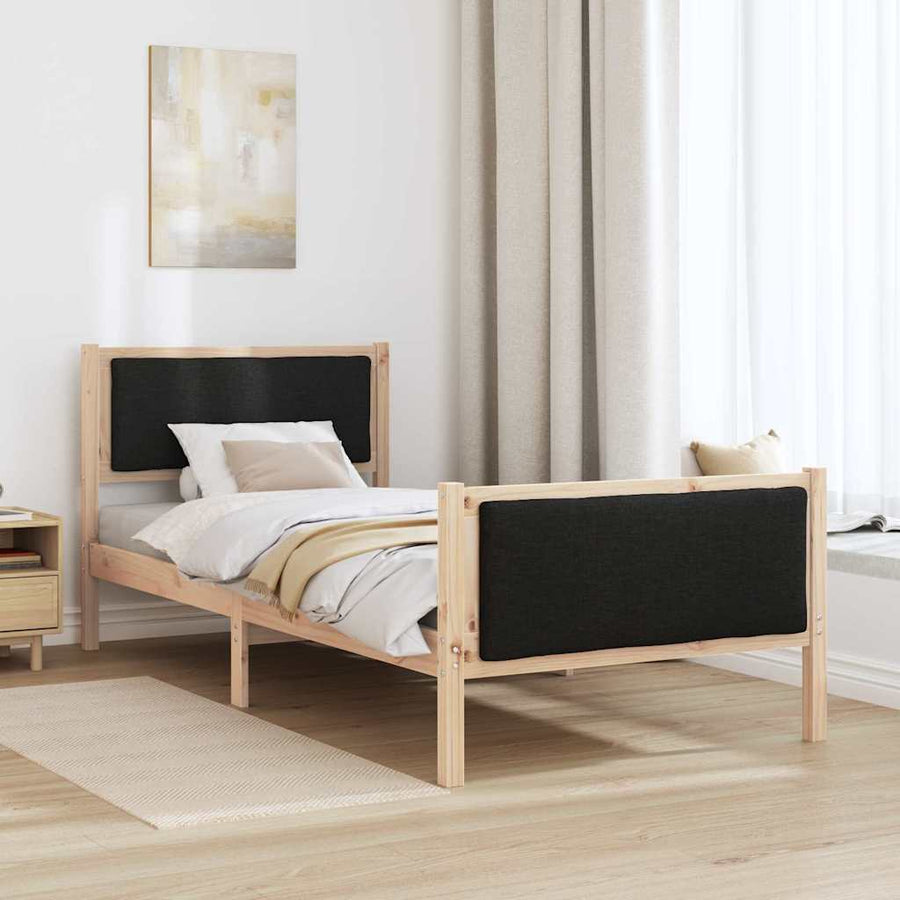 Bedframe met hoofdeinde Zwart 90 x 190 cm Stof