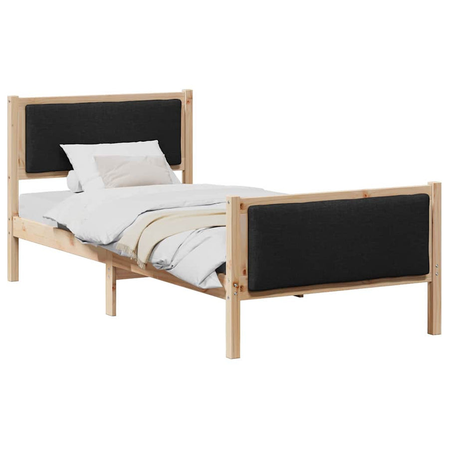 Bedframe met hoofdeinde Zwart 90 x 190 cm Stof