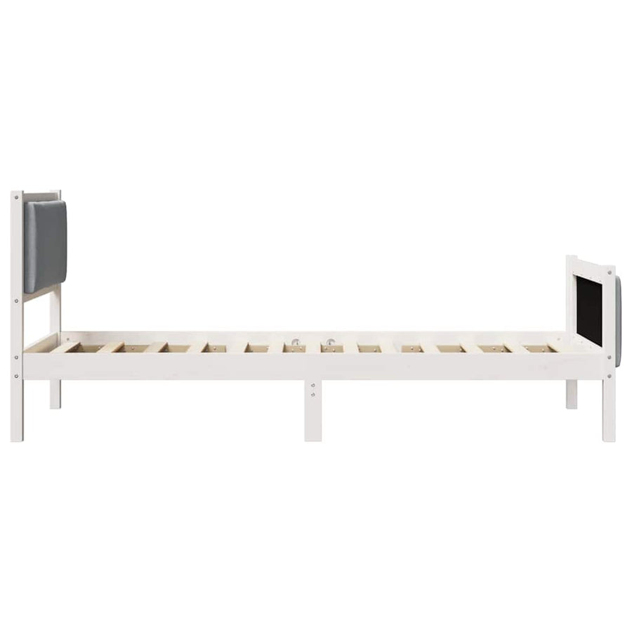 Bedframe met hoofdeinde Lichtgrijs 90 x 190 cm Stof