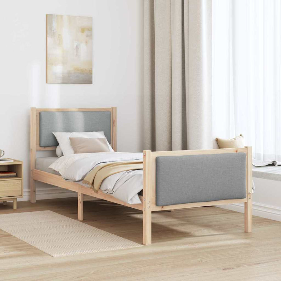 Bedframe met hoofdeinde Lichtgrijs 75 x 190 cm Stof