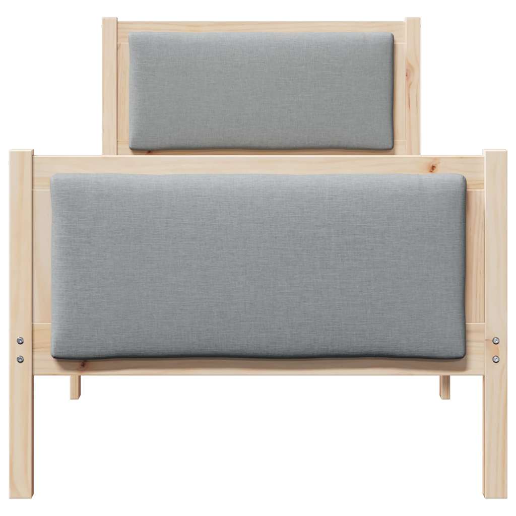 Bedframe met hoofdeinde Lichtgrijs 75 x 190 cm Stof