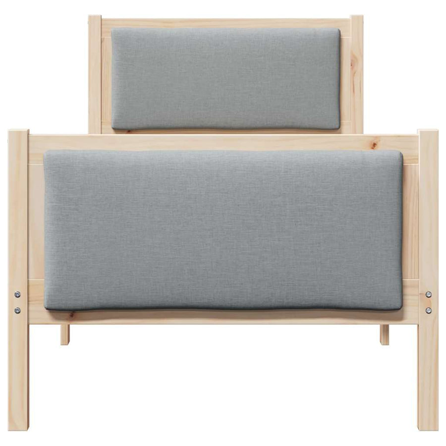 Bedframe met hoofdeinde Lichtgrijs 75 x 190 cm Stof
