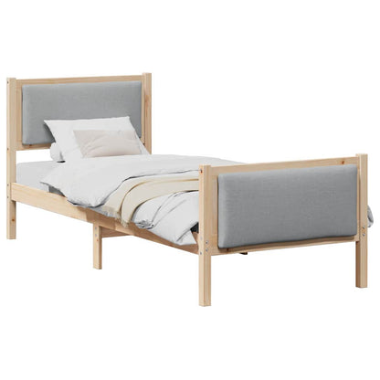 Bedframe met hoofdeinde Lichtgrijs 75 x 190 cm Stof