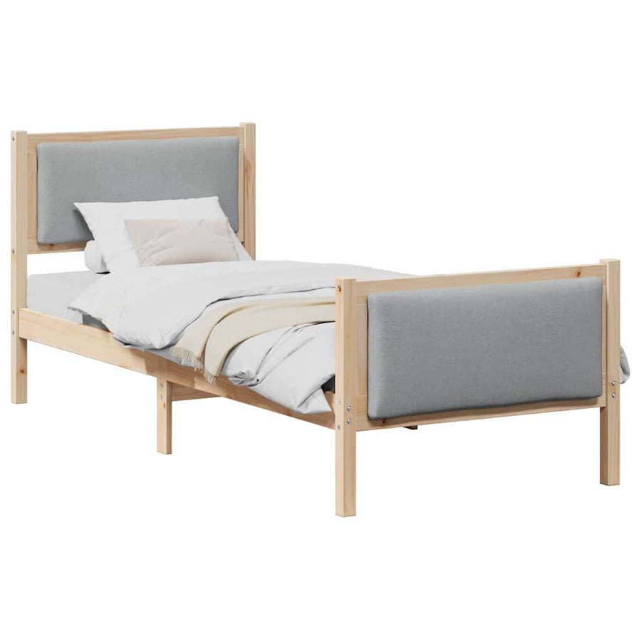 Bedframe met hoofdeinde Lichtgrijs 75 x 190 cm Stof