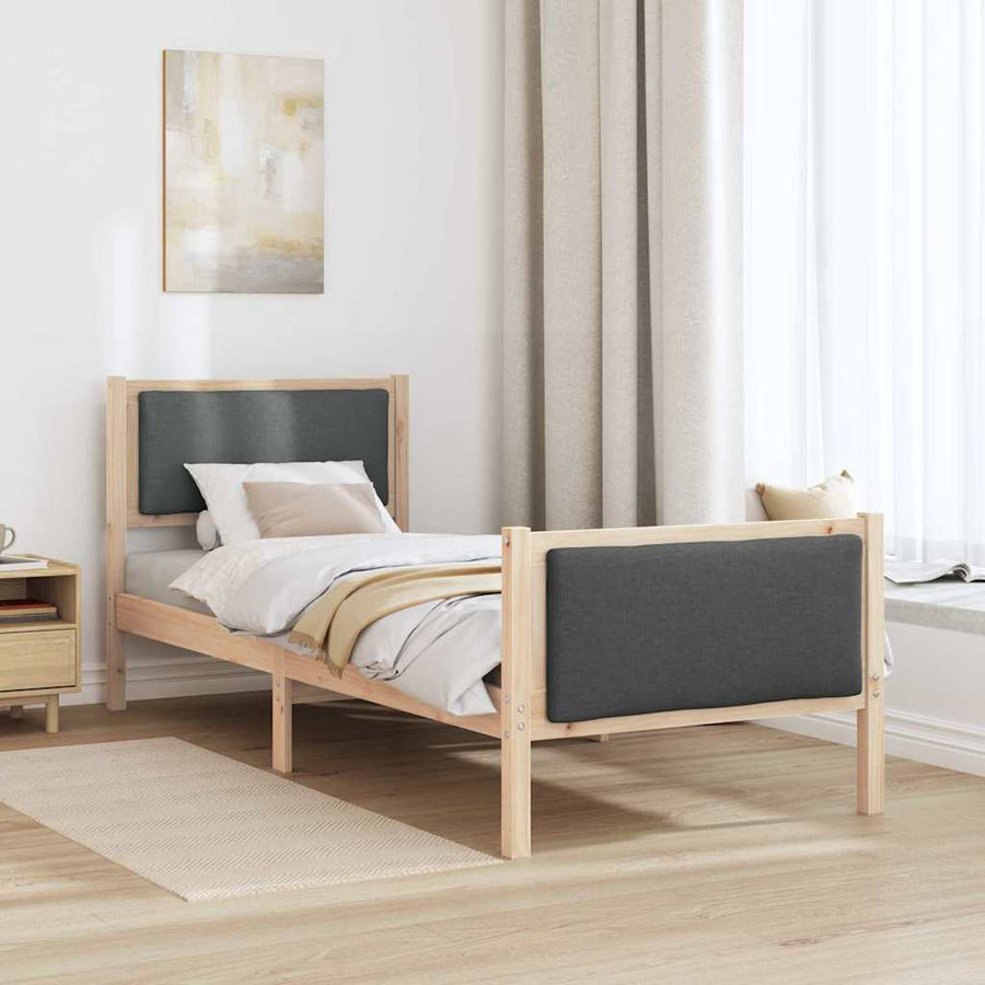 Bedframe met hoofdeinde Donkergrijs 75 x 190 cm Stof
