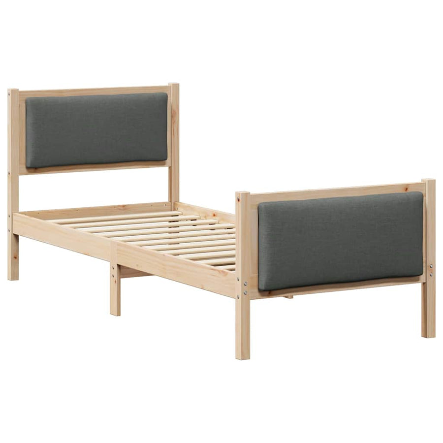 Bedframe met hoofdeinde Donkergrijs 75 x 190 cm Stof