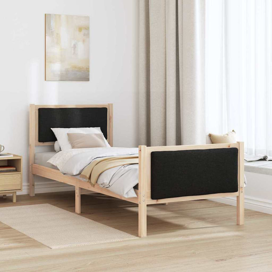 Bedframe met hoofdeinde Zwart 75 x 190 cm Stof