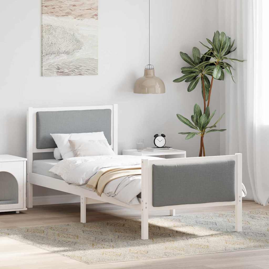 Bedframe met hoofdeinde Lichtgrijs 75 x 190 cm Stof