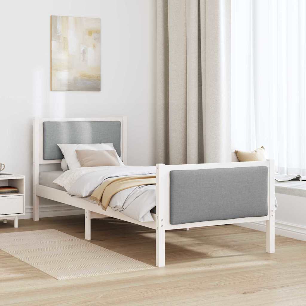 Bedframe met hoofdeinde Lichtgrijs 75 x 190 cm Stof