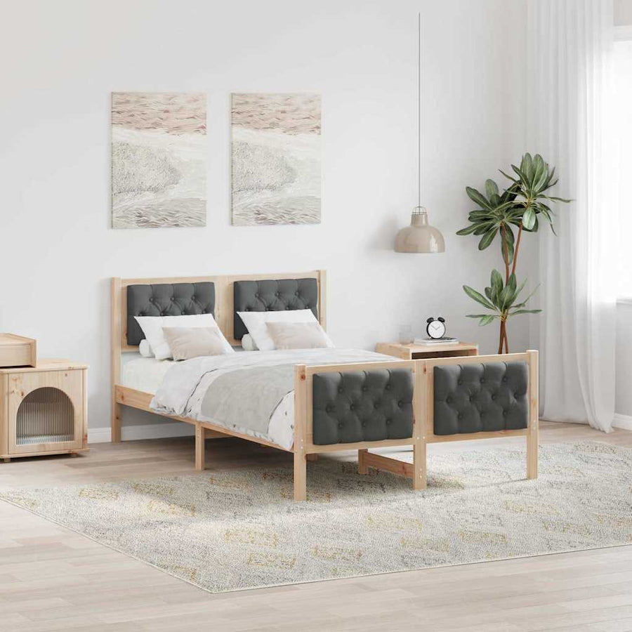 Bedframe met hoofdeinde Donkergrijs 120 x 200 cm Stof