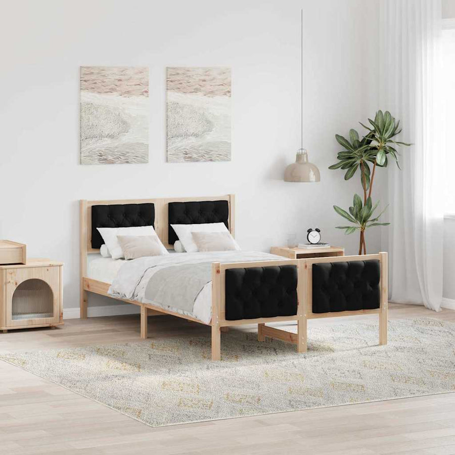 Bedframe met hoofdeinde Zwart 120 x 200 cm Stof