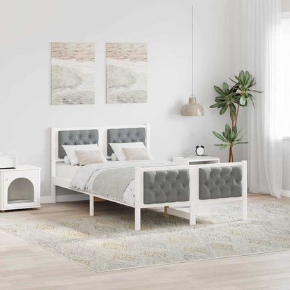 Bedframe met hoofdeinde Lichtgrijs 120 x 200 cm Stof