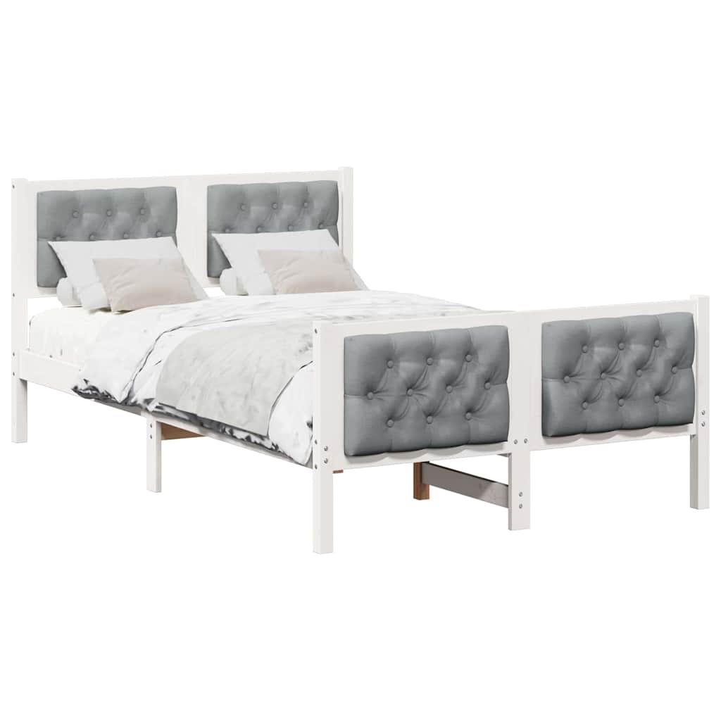 Bedframe met hoofdeinde Lichtgrijs 120 x 200 cm Stof