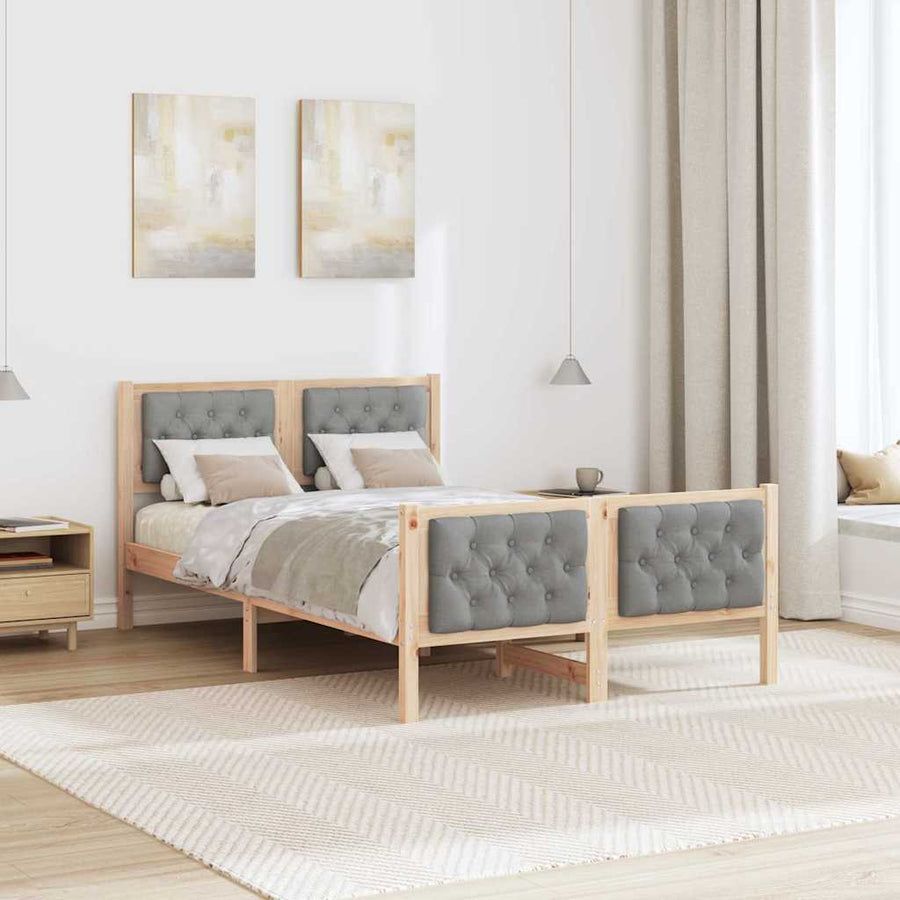 Bedframe Lichtgrijs 135 x 190 cm Massief grenenhout