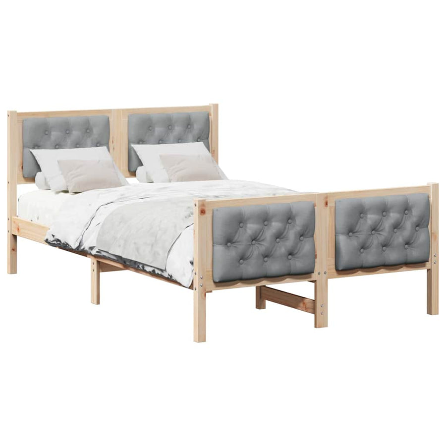 Bedframe Lichtgrijs 135 x 190 cm Massief grenenhout