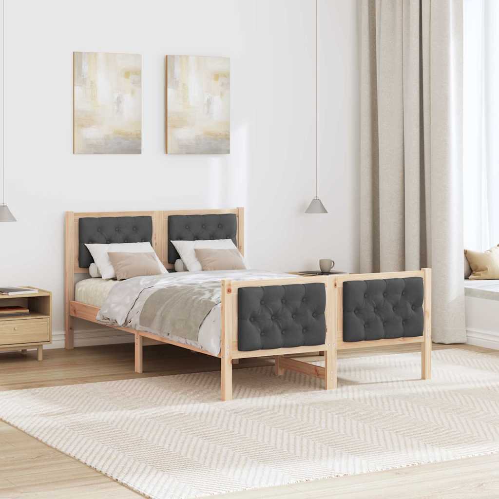 Bedframe Donkergrijs 135 x 190 cm Massief grenenhout