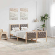 Bedframe 135x190 cm massief grenenhout taupe