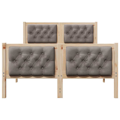 Bedframe met hoofdeinde Taupe 135 x 190 cm Massief grenenhout