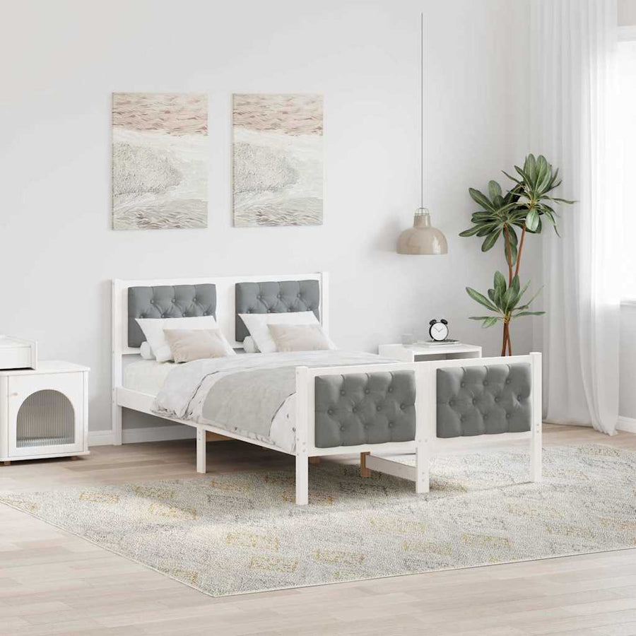 Bedframe Lichtgrijs 135 x 190 cm Massief grenenhout