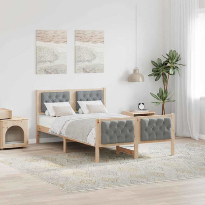 Bedframe met hoofdeinde Lichtgrijs 120 x 190 cm Stof