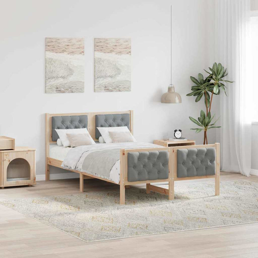 Bedframe met hoofdeinde Lichtgrijs 120 x 190 cm Stof