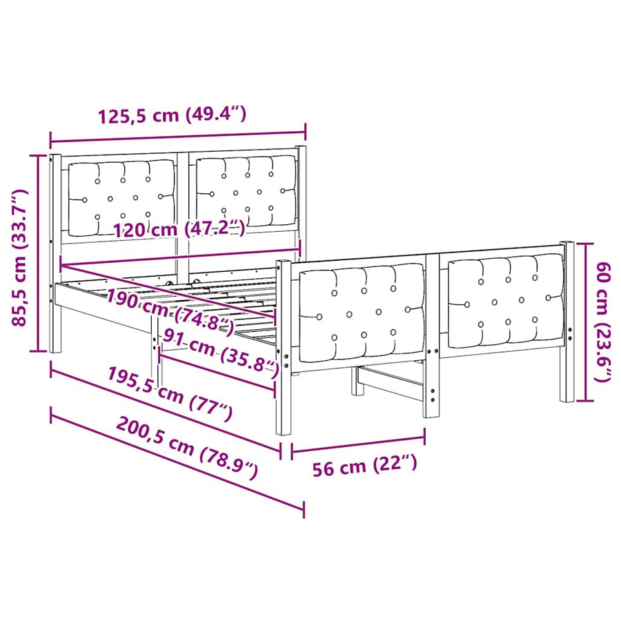 Bedframe met hoofdeinde Taupe 120 x 190 cm Stof