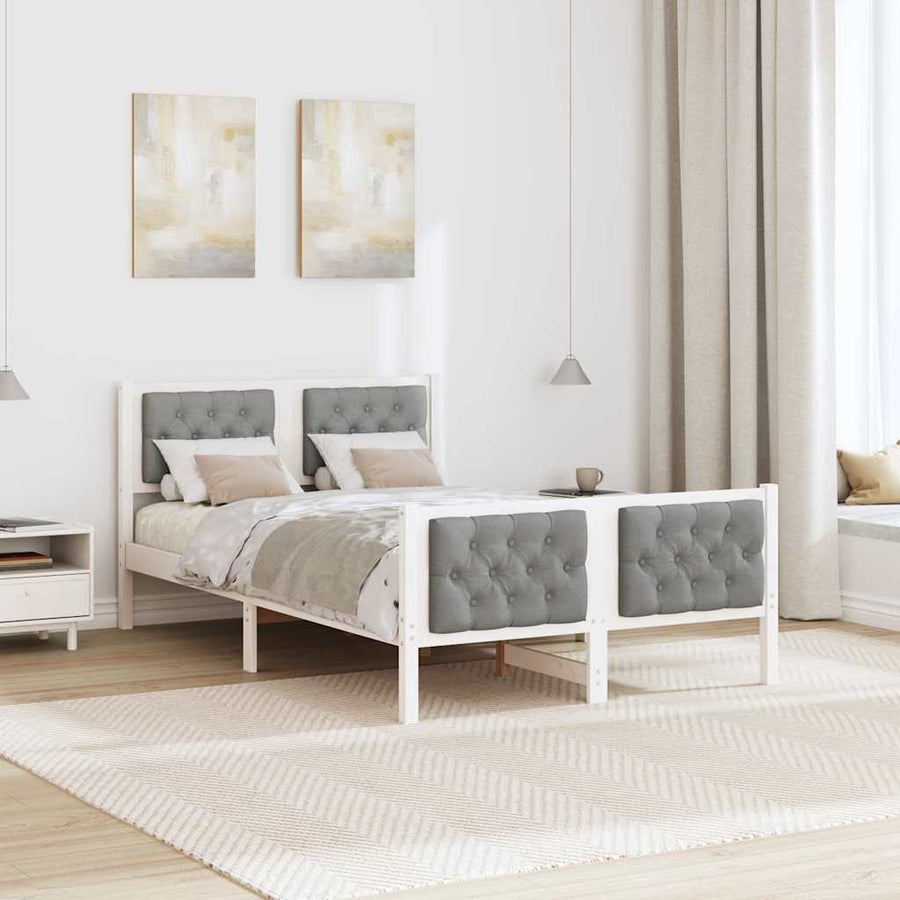Bedframe met hoofdeinde Lichtgrijs 120 x 190 cm Stof