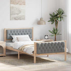 Bedframe massief grenenhout lichtgrijs 100x200 cm