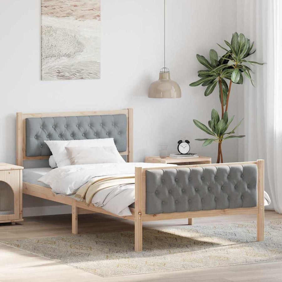 Bedframe met hoofdeinde Lichtgrijs 100 x 200 cm Stof