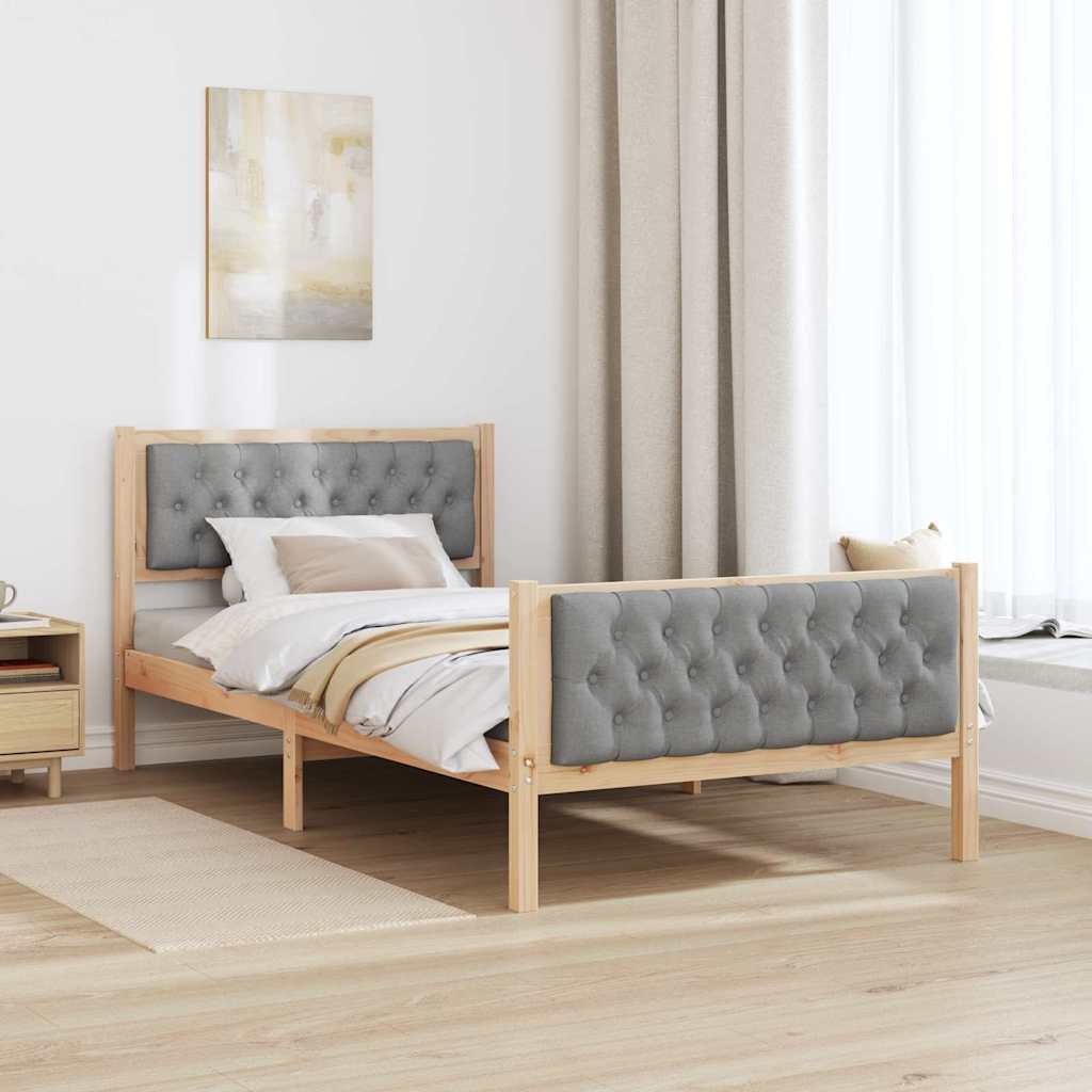 Bedframe met hoofdeinde Lichtgrijs 100 x 200 cm Stof