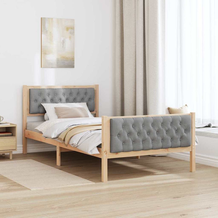Bedframe met hoofdeinde Lichtgrijs 100 x 200 cm Stof