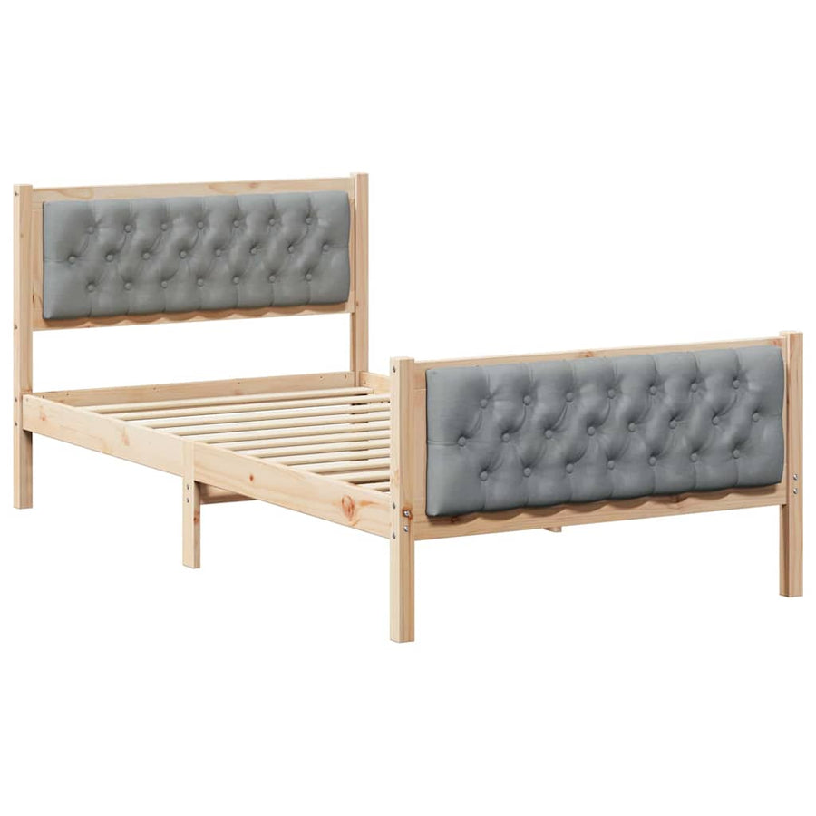 Bedframe met hoofdeinde Lichtgrijs 100 x 200 cm Stof