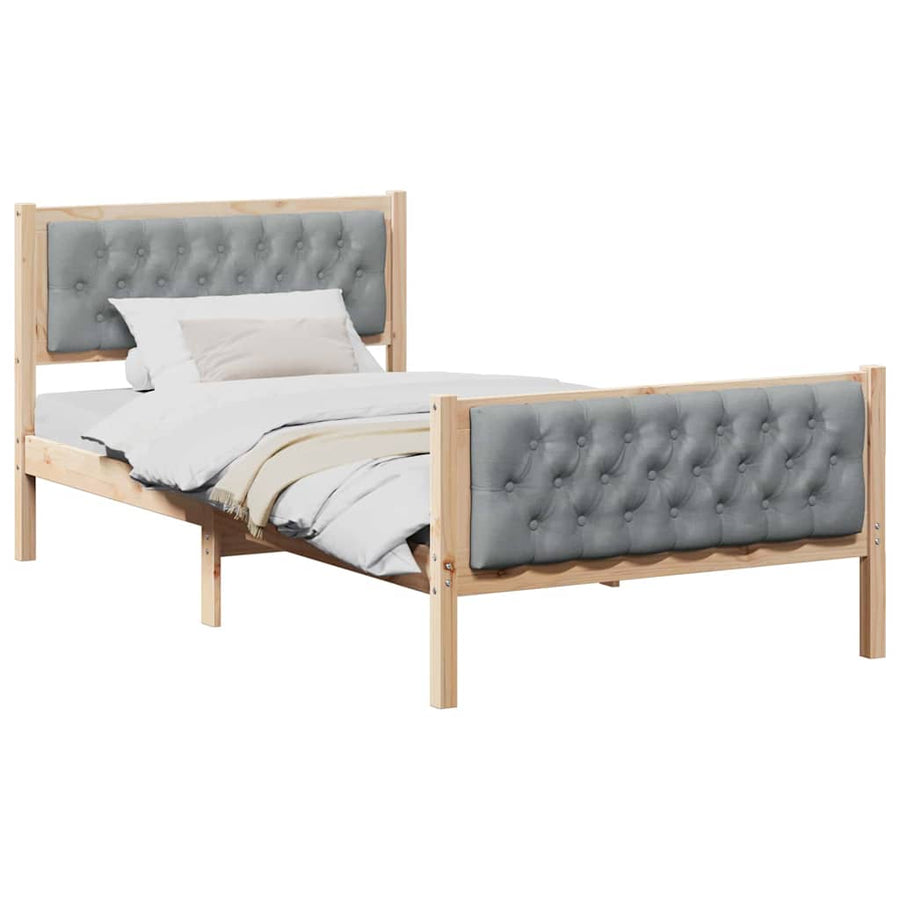Bedframe met hoofdeinde Lichtgrijs 100 x 200 cm Stof