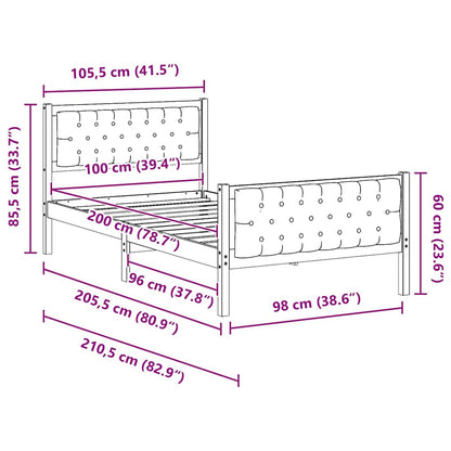 Bedframe met hoofdeinde Lichtgrijs 100 x 200 cm Stof