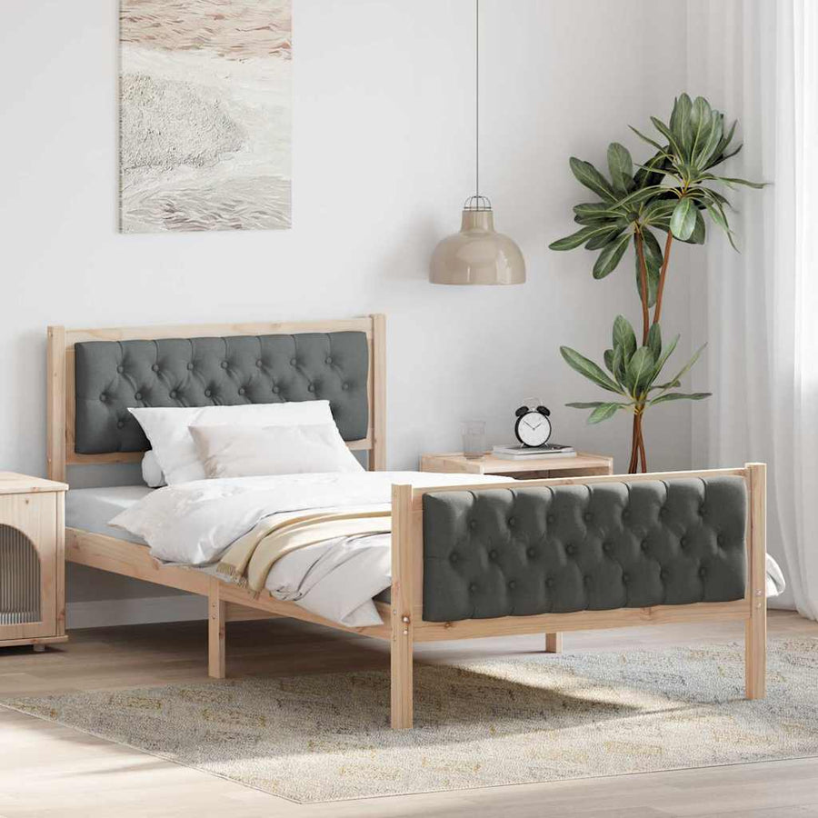 Bedframe met hoofdeinde Donkergrijs 100 x 200 cm Stof