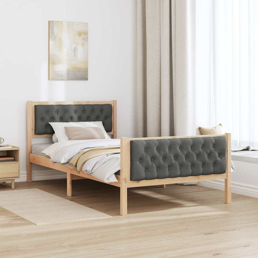 Bedframe met hoofdeinde Donkergrijs 100 x 200 cm Stof
