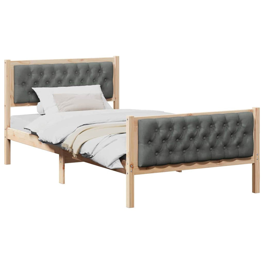 Bedframe met hoofdeinde Donkergrijs 100 x 200 cm Stof