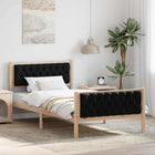Bed Frame with Headboard Black 100 x 200 cm Solid Pine Wood