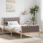 Bed frame with headboard Taupe 100 x 200 cm Solid pine wood