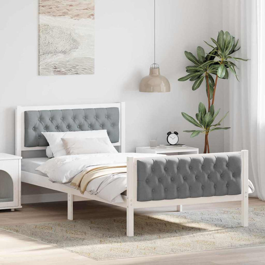 Bedframe met hoofdeinde Lichtgrijs 100 x 200 cm Stof