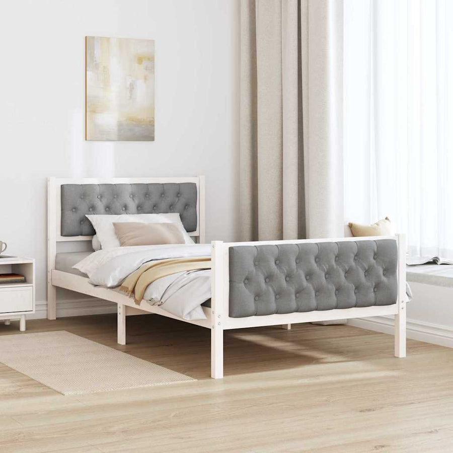 Bedframe met hoofdeinde Lichtgrijs 100 x 200 cm Stof