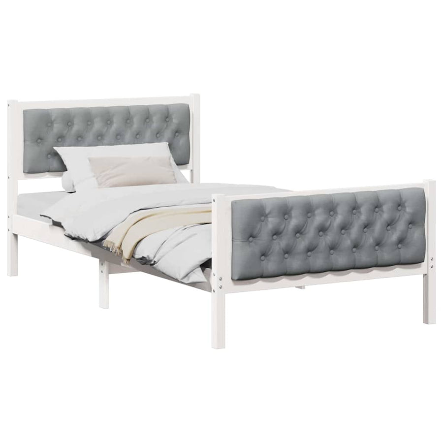 Bedframe met hoofdeinde Lichtgrijs 100 x 200 cm Stof