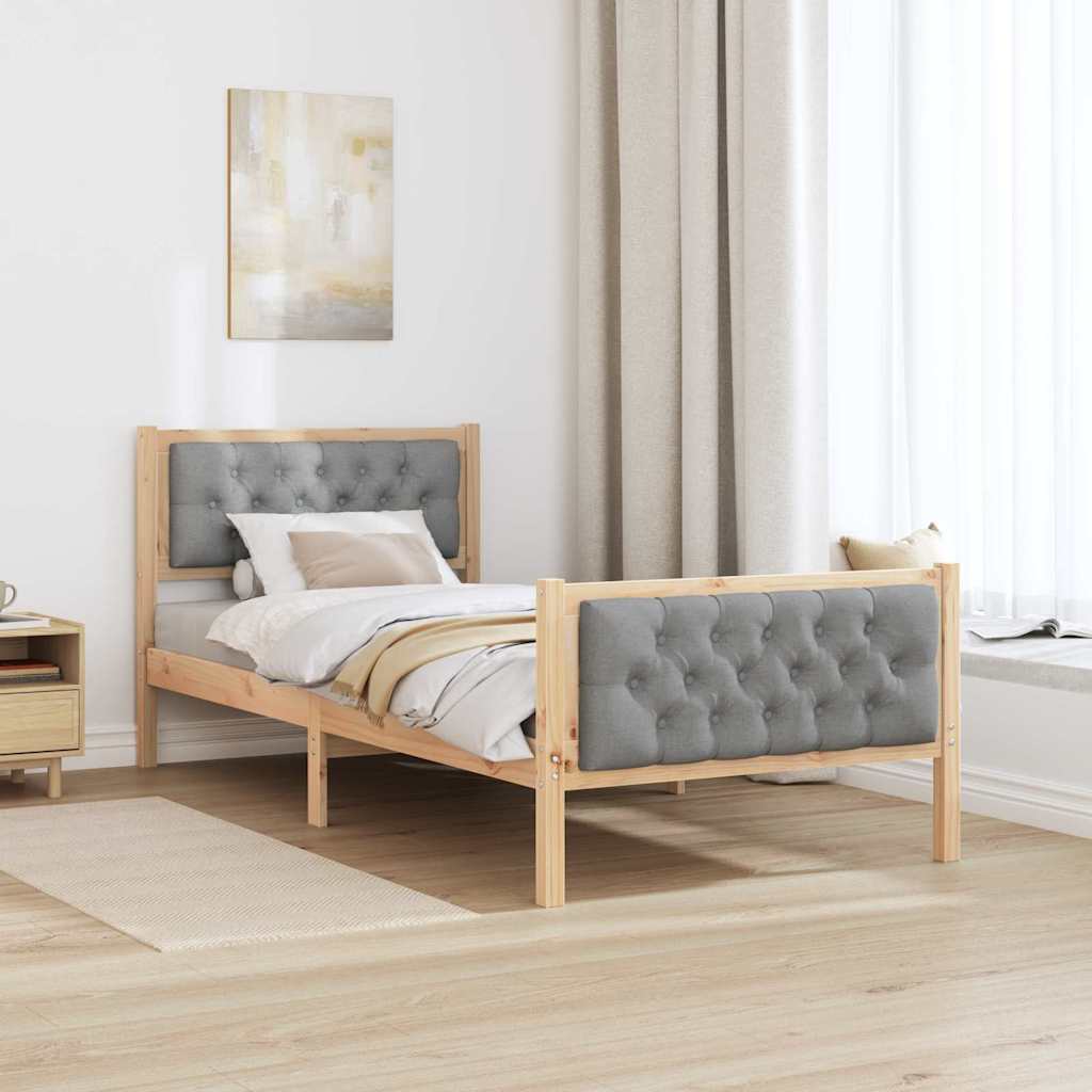 Bedframe met hoofdeinde Lichtgrijs 90 x 200 cm Stof