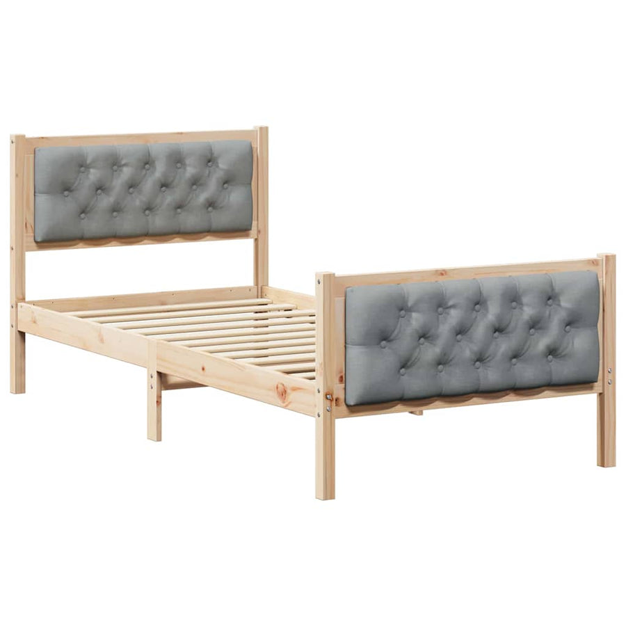 Bedframe met hoofdeinde Lichtgrijs 90 x 200 cm Stof