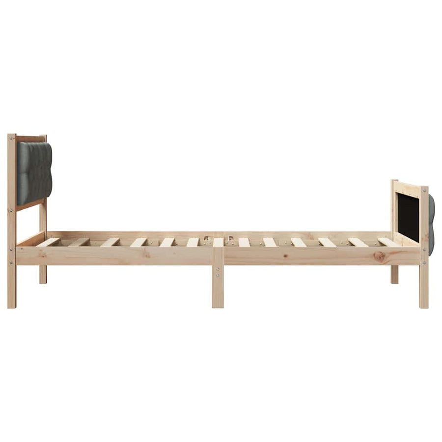 Bedframe met hoofdeinde Donkergrijs 90 x 200 cm Stof