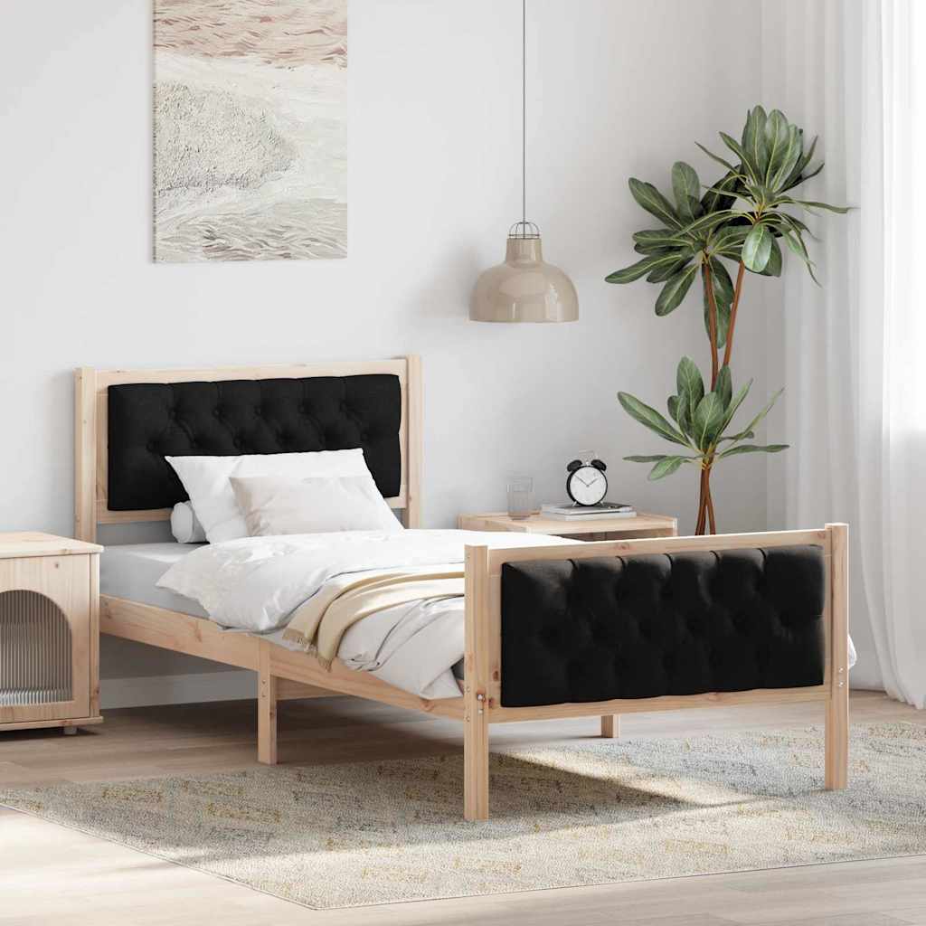 Bedframe met hoofdeinde Zwart 90 x 200 cm Stof