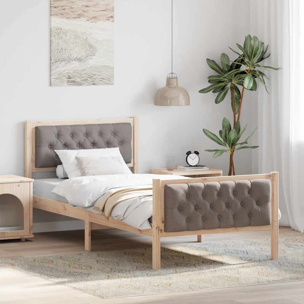 Bedframe met hoofdeinde Taupe 90 x 200 cm Stof