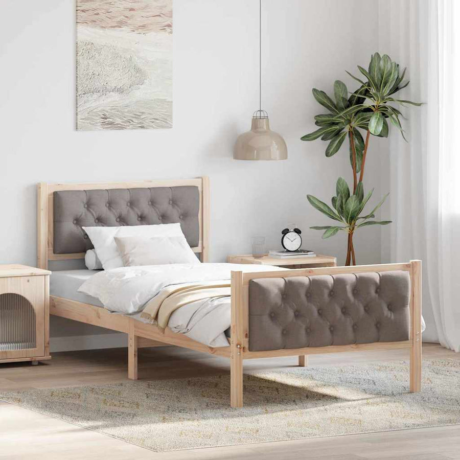Bedframe met hoofdeinde Taupe 90 x 200 cm Stof