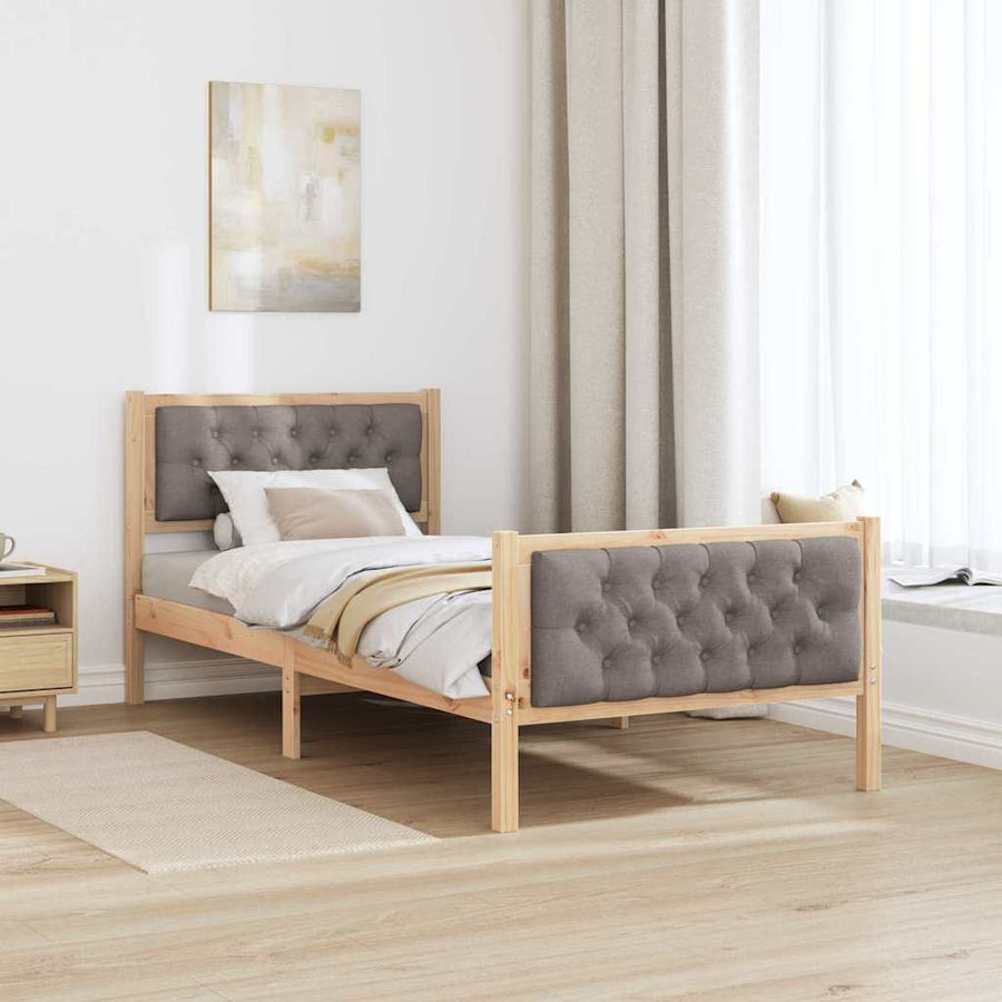 Bedframe met hoofdeinde Taupe 90 x 200 cm Stof