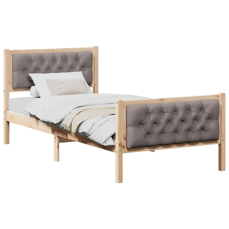 Bedframe met hoofdeinde Taupe 90 x 200 cm Stof